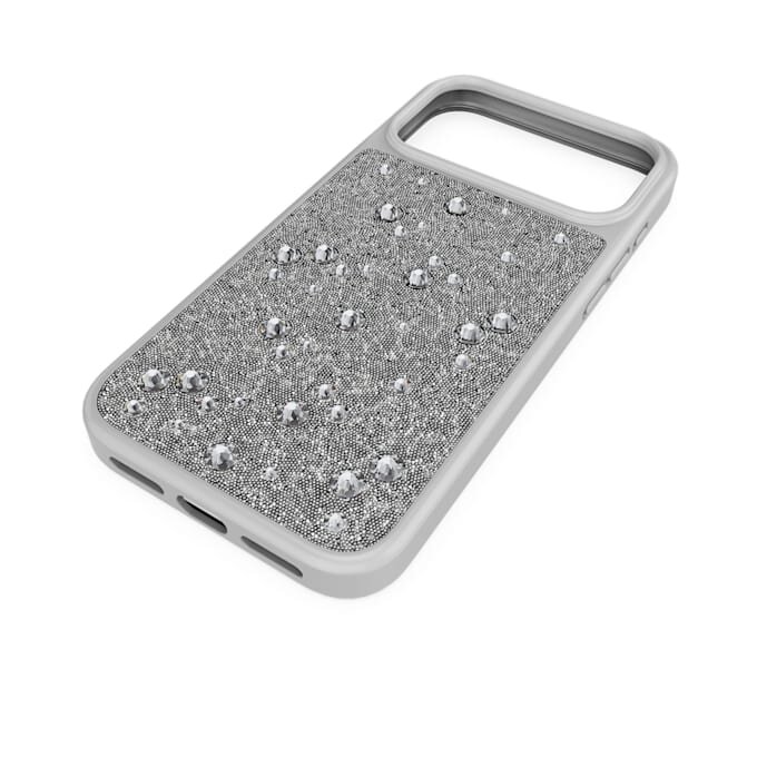 Custodia per smartphone con cristalli a fondo piatto, iPhone® 17 Pro Max, color argento Custodia per smartphone con cristalli a fondo piatto, iPhone® 17 Pro Max, color argento