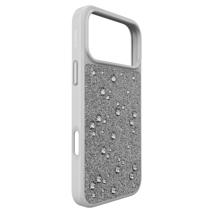 Custodia per smartphone con cristalli a fondo piatto, iPhone® 17 Pro Max, color argento Custodia per smartphone con cristalli a fondo piatto, iPhone® 17 Pro Max, color argento