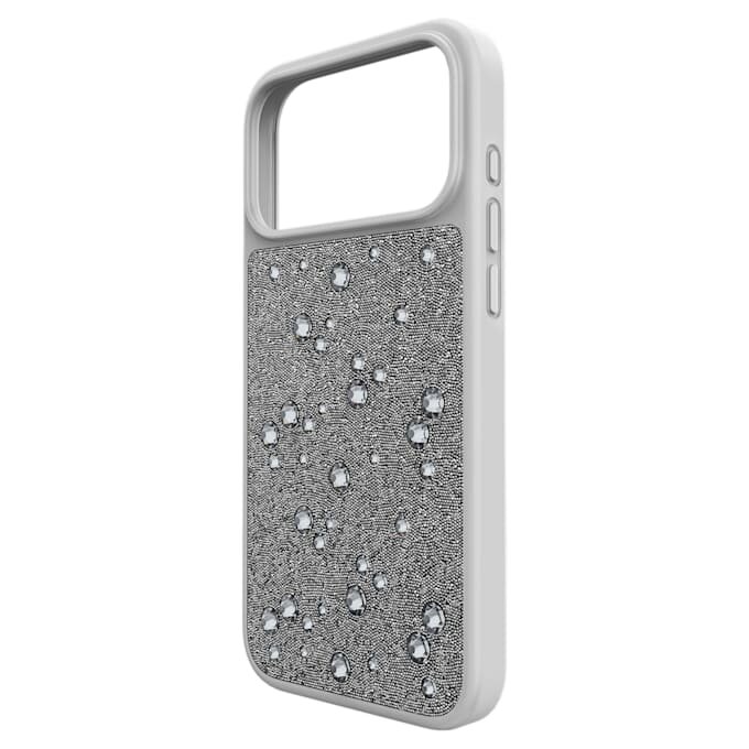 Custodia per smartphone con cristalli a fondo piatto, iPhone® 17 Pro Max, color argento Custodia per smartphone con cristalli a fondo piatto, iPhone® 17 Pro Max, color argento