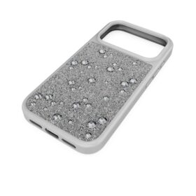 Custodia per smartphone con cristalli sul retro piatto, iPhone® 17 Pro, argento