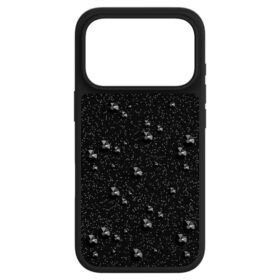 Custodia per smartphone con cristalli sul retro piatto, iPhone® 17 Pro, nera