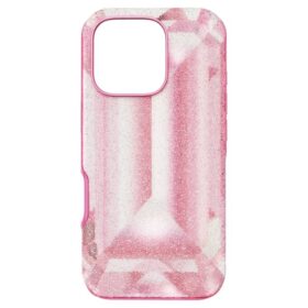 Custodia per smartphone con motivo a cristalli in rilievo, iPhone® 16 Pro, rosa