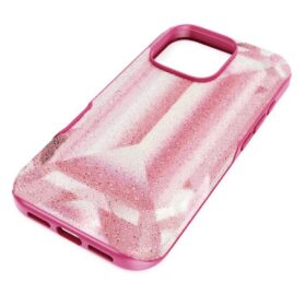 Custodia per smartphone con motivo a cristalli in rilievo, iPhone® 16 Pro, rosa