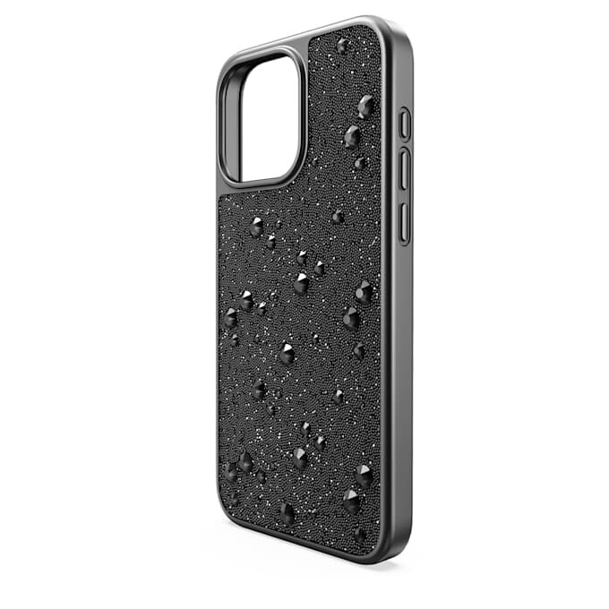 Custodia per smartphone di alta qualità con cristalli a fondo piatto, per iPhone® 15 Pro Max, nera Custodia per smartphone di alta qualità con cristalli a fondo piatto, per iPhone® 15 Pro Max, nera