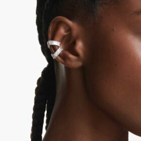 Ear cuff Ariana Grande X Swarovski con taglio baguette, bianchi, placcati in rodio