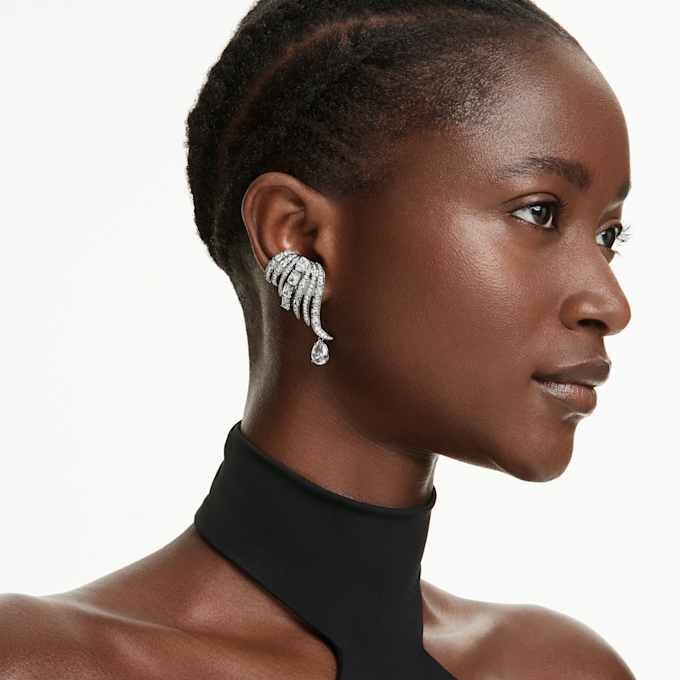 Ear cuff della collezione Vienna, piuma, bianco, placcato in rutenio Ear cuff della collezione Vienna, piuma, bianco, placcato in rutenio