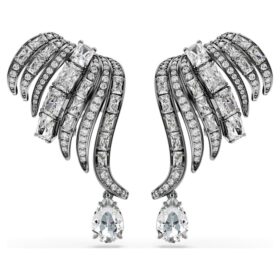 Ear cuff della collezione Vienna, piuma, bianco, placcato in rutenio