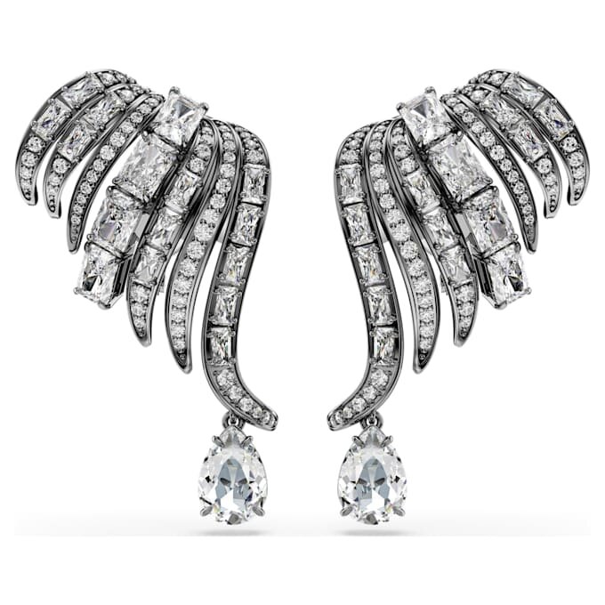 Ear cuff della collezione Vienna, piuma, bianco, placcato in rutenio Ear cuff della collezione Vienna, piuma, bianco, placcato in rutenio