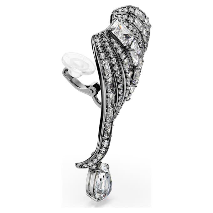 Ear cuff della collezione Vienna, piuma, bianco, placcato in rutenio Ear cuff della collezione Vienna, piuma, bianco, placcato in rutenio