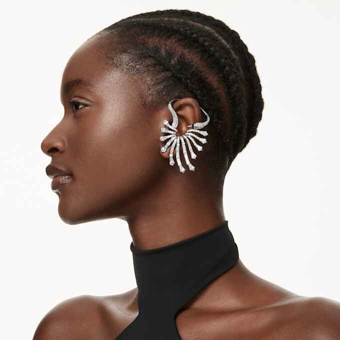 Ear cuff “Swan” della Collezione Vienna, bianco, placcato in rutenio Ear cuff “Swan” della Collezione Vienna, bianco, placcato in rutenio