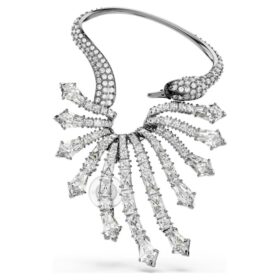 Ear cuff “Swan” della Collezione Vienna, bianco, placcato in rutenio