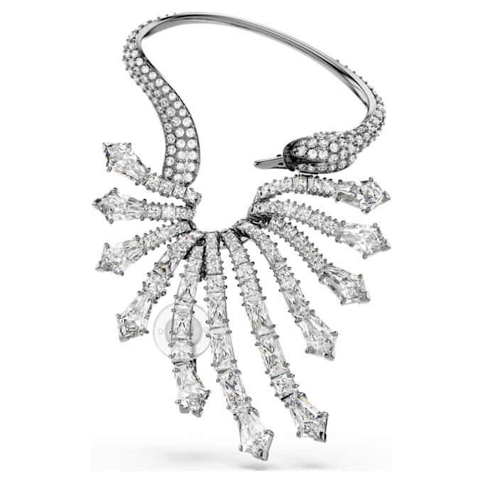 Ear cuff “Swan” della Collezione Vienna, bianco, placcato in rutenio Ear cuff “Swan” della Collezione Vienna, bianco, placcato in rutenio