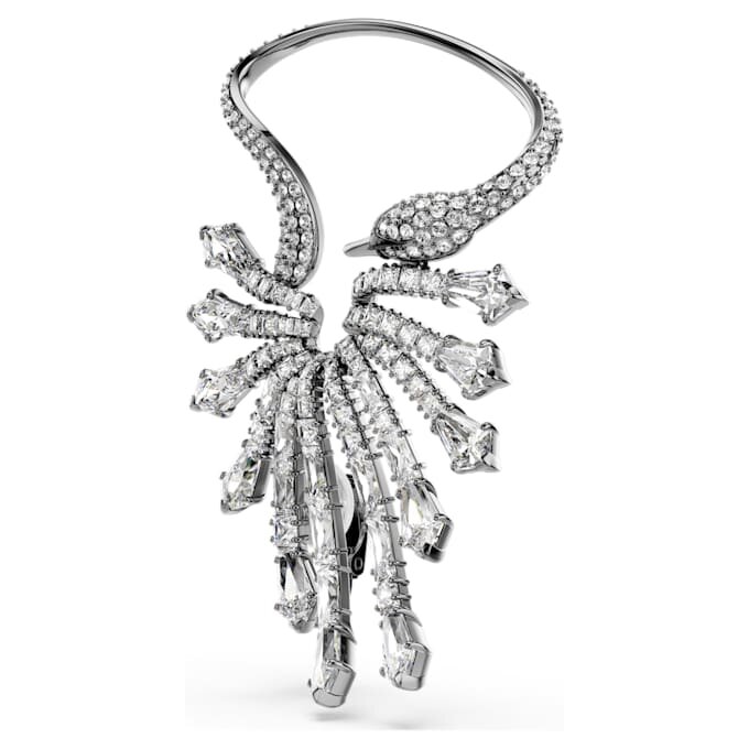 Ear cuff “Swan” della Collezione Vienna, bianco, placcato in rutenio Ear cuff “Swan” della Collezione Vienna, bianco, placcato in rutenio