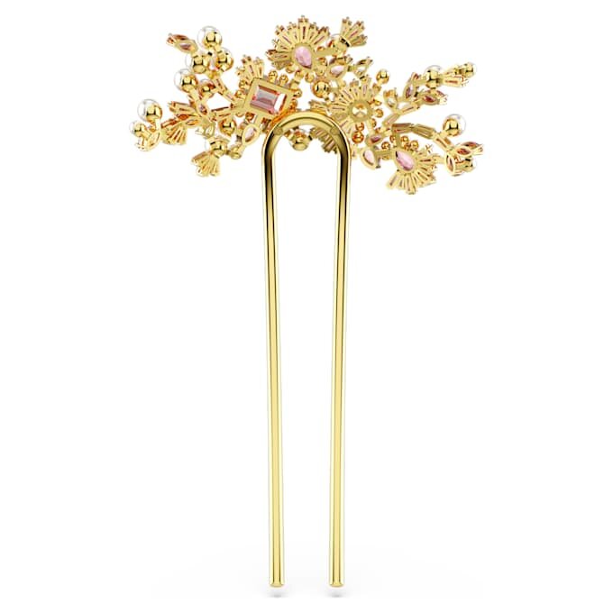 Fermaglio per capelli Gema con perla di cristallo, tagli misti, fiore, rosa, placcato oro Fermaglio per capelli Gema con perla di cristallo, tagli misti, fiore, rosa, placcato oro