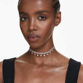 Girocollo Ariana Grande X Swarovski con perla di cristallo, taglio rotondo, bianco, placcato in rodio