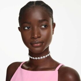 Girocollo Ariana Grande X Swarovski con perla di cristallo, taglio rotondo, bianco, placcato in rodio