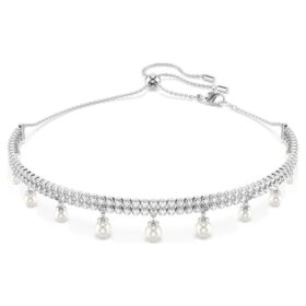Girocollo Ariana Grande X Swarovski con perla di cristallo, taglio rotondo, bianco, placcato in rodio