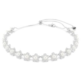 Girocollo Ariana Grande X Swarovski con perla di cristallo, taglio rotondo, bianco, placcato in rodio