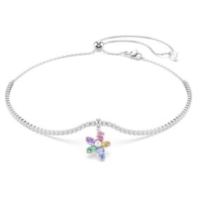 Girocollo Ariana Grande X Swarovski con tagli misti, fiore, multicolore, placcato in rodio