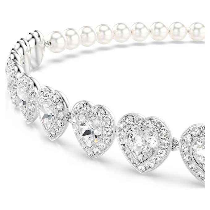 Girocollo Ariana Grande X Swarovski con tagli misti, perla di cristallo, cuore, bianco, placcato in rodio Girocollo Ariana Grande X Swarovski con tagli misti, perla di cristallo, cuore, bianco, placcato in rodio
