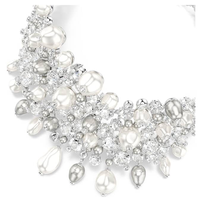 Girocollo Constella con perla di cristallo, taglio rotondo, bianco, placcato in rodio Girocollo Constella con perla di cristallo, taglio rotondo, bianco, placcato in rodio
