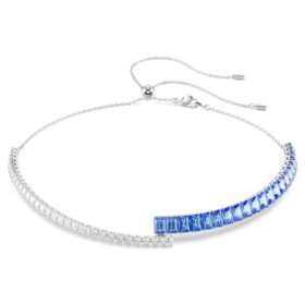 Girocollo Matrix con tagli misti, blu, placcato in rodio