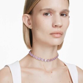 Girocollo Millenia con taglio ottagonale, viola, placcato oro