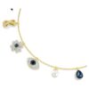 Girocollo Symbolica con perla di cristallo, luna, Infinity, quadrifoglio, occhio malvagio e ferro di cavallo, blu, placcato oro
