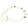 Girocollo Symbolica con perla di cristallo, luna, Infinity, quadrifoglio, occhio malvagio e ferro di cavallo, blu, placcato oro