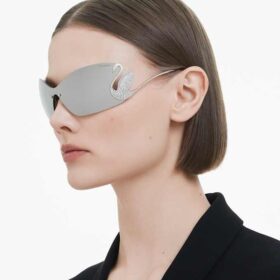 Occhiali da sole a maschera, Swan, Sk7020, tono argento
