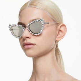 Occhiali da sole con clip 2 in 1, modello di tendenza, forma a occhio di gatto, Sk7011, bianco