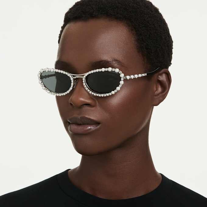 Occhiali da sole di forma ovale, clip-on 2 in 1, Sk7044, color argento Occhiali da sole di forma ovale, clip-on 2 in 1, Sk7044, color argento