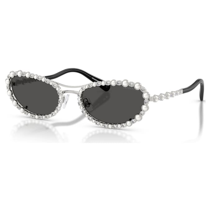 Occhiali da sole di forma ovale, clip-on 2 in 1, Sk7044, color argento Occhiali da sole di forma ovale, clip-on 2 in 1, Sk7044, color argento