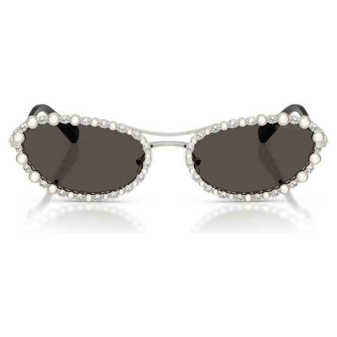 Occhiali da sole di forma ovale, clip-on 2 in 1, Sk7044, color argento Occhiali da sole di forma ovale, clip-on 2 in 1, Sk7044, color argento