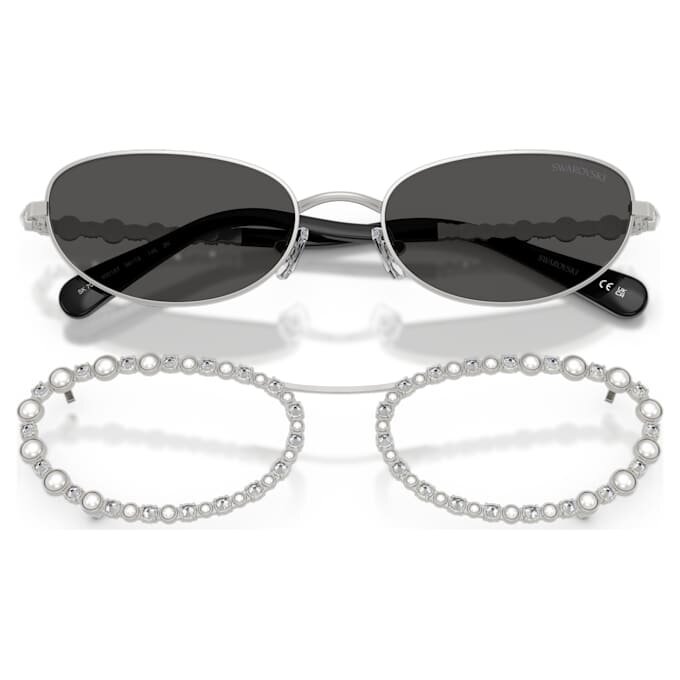 Occhiali da sole di forma ovale, clip-on 2 in 1, Sk7044, color argento Occhiali da sole di forma ovale, clip-on 2 in 1, Sk7044, color argento