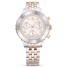 Octea Chrono Watch Swiss Made, bracciale in metallo, finitura color oro rosa, finitura in metalli misti