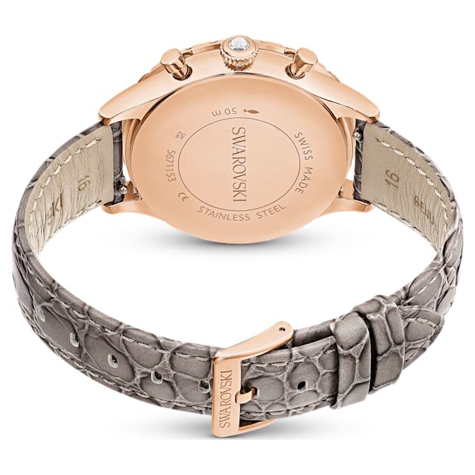 Octea Chrono Watch Swiss Made, cinturino in pelle, grigio, finitura color oro rosa Octea Chrono Watch Swiss Made, cinturino in pelle, grigio, finitura color oro rosa