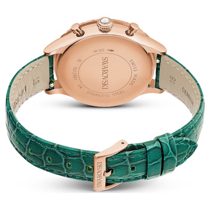 Octea Chrono Watch Swiss Made, cinturino in pelle, verde, finitura color oro rosa Octea Chrono Watch Swiss Made, cinturino in pelle, verde, finitura color oro rosa