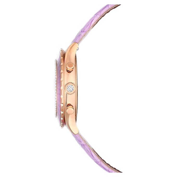 Octea Chrono Watch Swiss Made, cinturino in pelle, viola, finitura color oro rosa Octea Chrono Watch Swiss Made, cinturino in pelle, viola, finitura color oro rosa