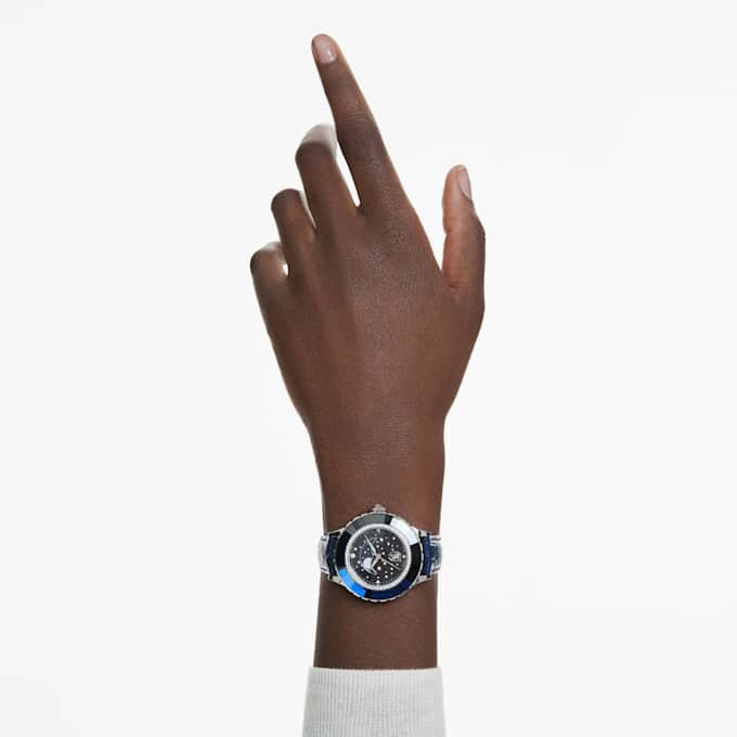 Octea Moon Watch Swiss Made, Luna, cinturino in pelle, blu, acciaio inossidabile Octea Moon Watch Swiss Made, Luna, cinturino in pelle, blu, acciaio inossidabile