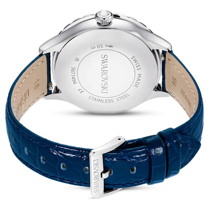 Octea Moon Watch Swiss Made, Luna, cinturino in pelle, blu, acciaio inossidabile Octea Moon Watch Swiss Made, Luna, cinturino in pelle, blu, acciaio inossidabile