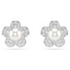 Orecchini a bottone Ariana Grande X Swarovski con perla di cristallo, taglio rotondo, fiore, bianco, placcati in rodio Orecchini a bottone Ariana Grande X Swarovski con perla di cristallo, taglio rotondo, fiore, bianco, placcati in rodio