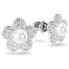 Orecchini a bottone Ariana Grande X Swarovski con perla di cristallo, taglio rotondo, fiore, bianco, placcati in rodio Orecchini a bottone Ariana Grande X Swarovski con perla di cristallo, taglio rotondo, fiore, bianco, placcati in rodio