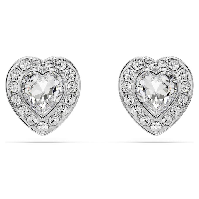 Orecchini a bottone Ariana Grande X Swarovski con tagli misti, a forma di cuore, bianchi, placcati in rodio Orecchini a bottone Ariana Grande X Swarovski con tagli misti, a forma di cuore, bianchi, placcati in rodio