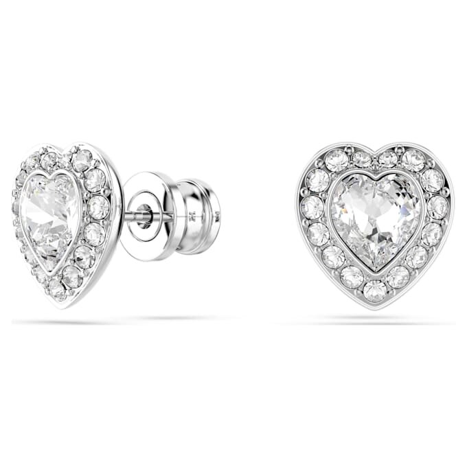 Orecchini a bottone Ariana Grande X Swarovski con tagli misti, a forma di cuore, bianchi, placcati in rodio Orecchini a bottone Ariana Grande X Swarovski con tagli misti, a forma di cuore, bianchi, placcati in rodio