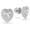 Orecchini a bottone Ariana Grande X Swarovski con tagli misti, a forma di cuore, bianchi, placcati in rodio Orecchini a bottone Ariana Grande X Swarovski con tagli misti, a forma di cuore, bianchi, placcati in rodio