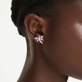 Orecchini a bottone Ariana Grande X Swarovski con tagli misti, libellula, multicolori, placcati in rodio