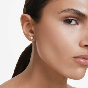 Orecchini a bottone Eternity con diamanti sintetici 0,5 Ct Tw, singoli, forma rotonda, oro bianco 14K