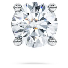 Orecchini a bottone Eternity con diamanti sintetici 0,5 Ct Tw, singoli, forma rotonda, oro bianco 14K