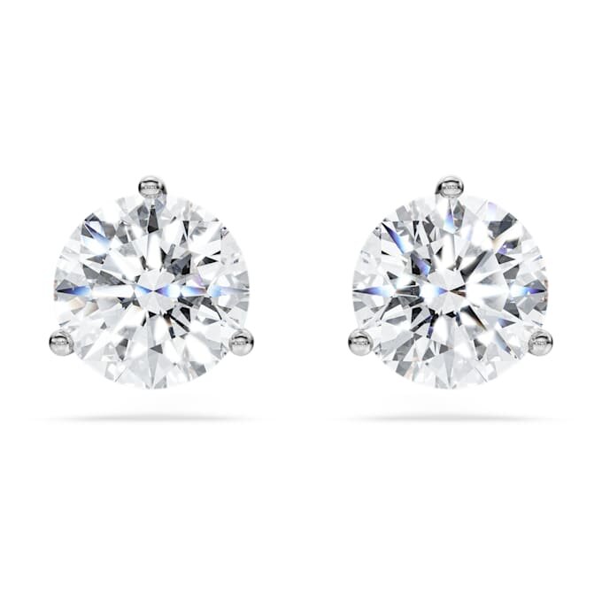 Orecchini a bottone Eternity con diamanti sintetici da laboratorio 2,0 carati in totale, forma rotonda, oro bianco 14K Orecchini a bottone Eternity con diamanti sintetici da laboratorio 2,0 carati in totale, forma rotonda, oro bianco 14K